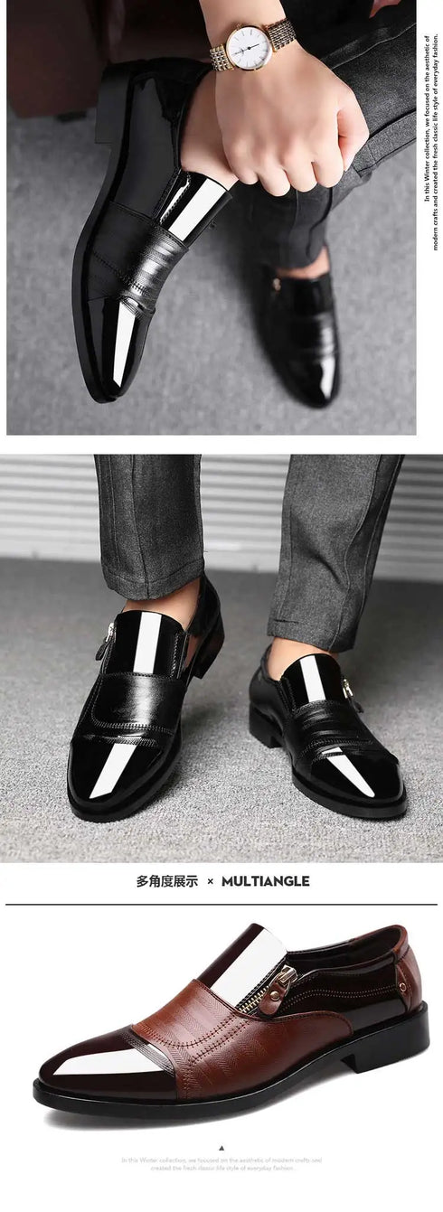 Elegant Breathable Leather Oxfords for Men - Stylish Formal Dress Shoes Perfect for Office, Parties, and Weddings with Comfortable Rubber Outsole and Lace-up Closure